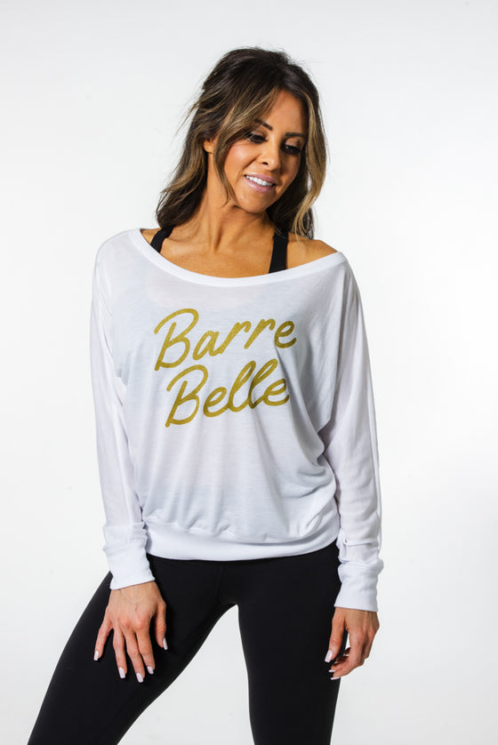 Off the Shoulder Belle Long Sleeve Tee | White